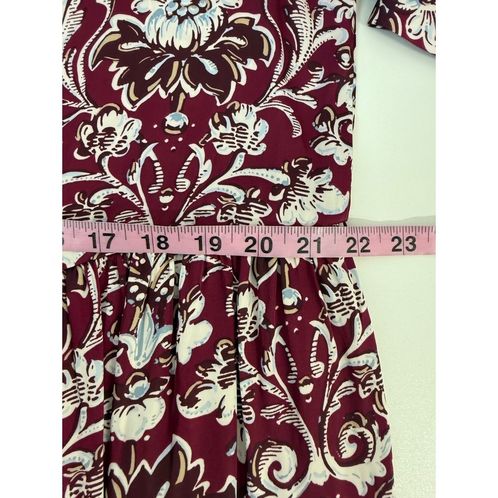 LOFT Floral V-Neck Long Sleeve Dress XL Burgundy Lavender NWT - Picture 5 of 8